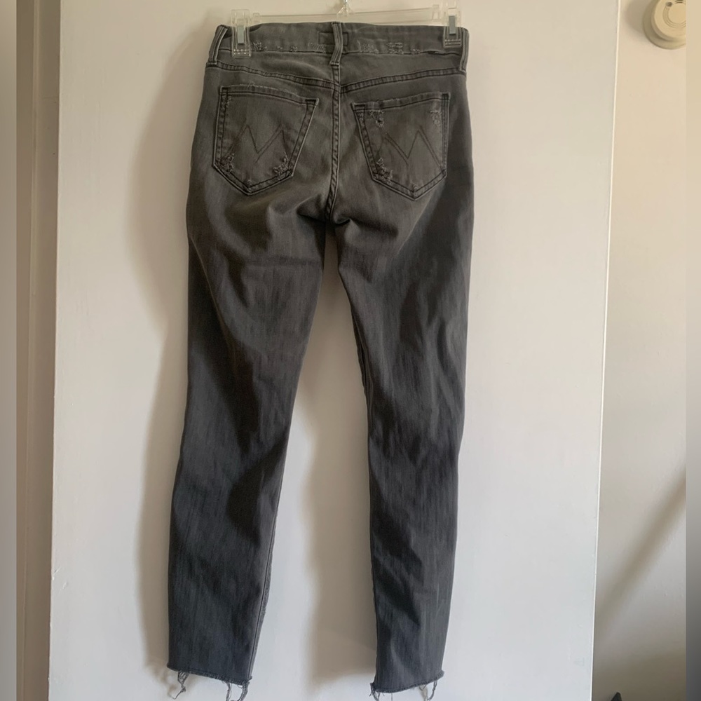 Mother Denim Gray Looker Ankle Fray in Last Chance Saloon Distressed Skinny Jean - Picture 7 of 12